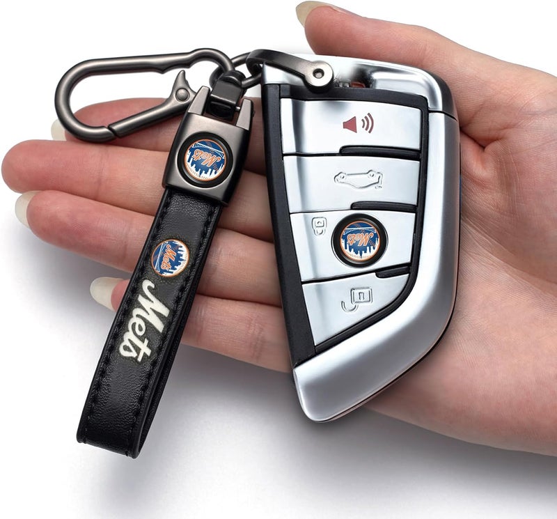 EMIJOY Car Keychain Keyring for NY Mets Baseball Fans,New York Mets Accessories Women/Men's Keychains for Vehicles,Leather Key Ring Lanyard for Car Key Fob Holder,Key Fob Keyring Replacement - Image 5